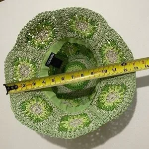 Rare Steve Madden Crochet Floral Paper Straw Granny Square Bucket Hat Green $_12.JPG?set_id=880000500F main image 4